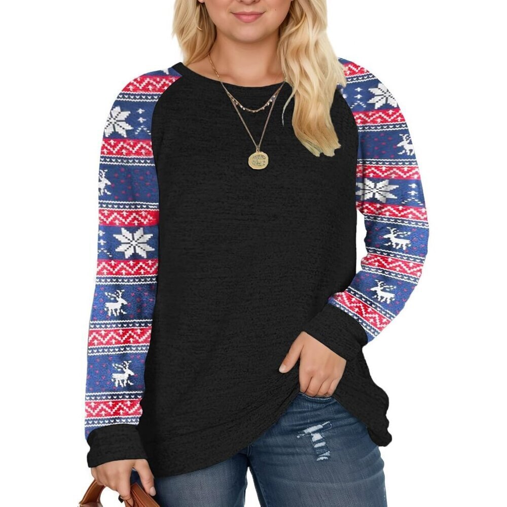 Plus Size Women's Sweatshirt Long Sleeve Oversized Tunic Cozy Casual